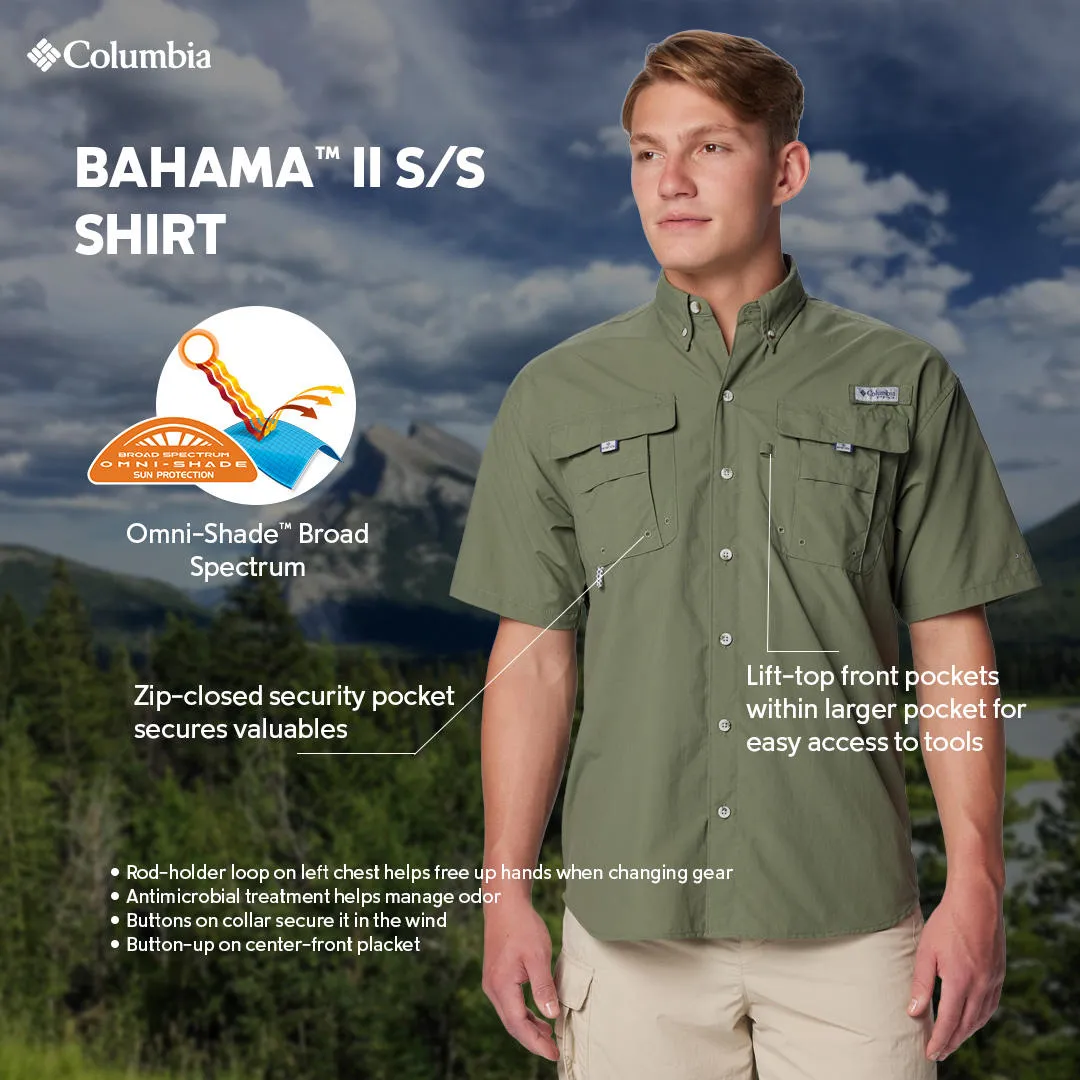 Columbia Men Green Bahama II S/S Shirt (Sun Protection) Weather Guard