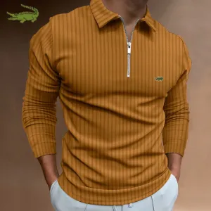Men Stripe Long Sleeve Shirt Spring Autumn Embroidery Warm T-Shirt Boho Light