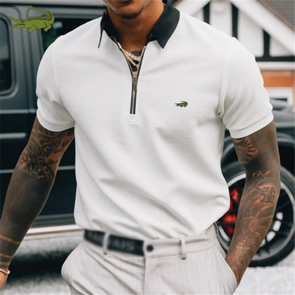 Dry Touch RipstopFabric Men Stripe Long Sleeve Shirt Spring Autumn Embroidery Warm T-Shirt