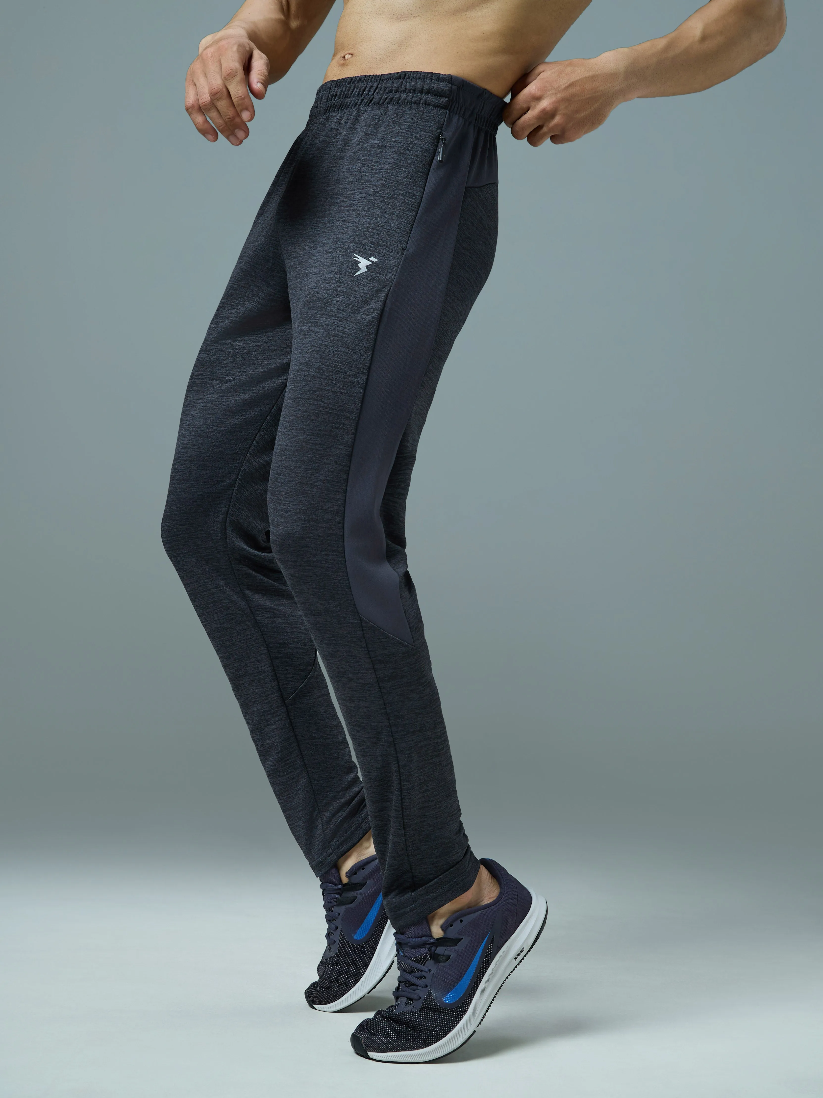 Men Melange Slim Fit Trackpants with TECHNO DRY Anti Pilling Fabric