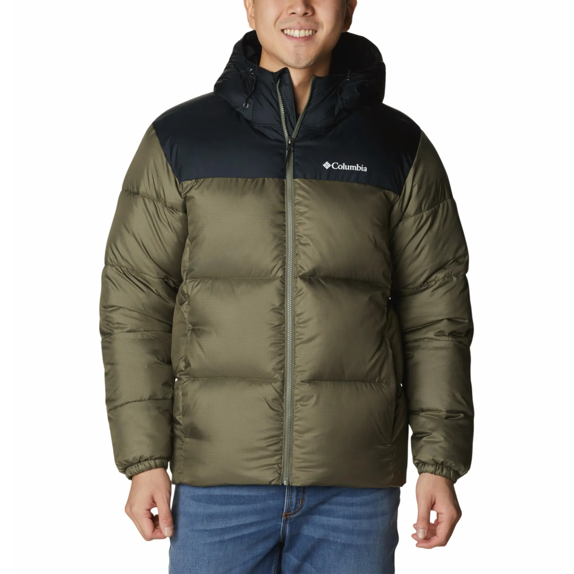 Columbia Men Green Puffect II Hooded Jacket Lightweight Fabric