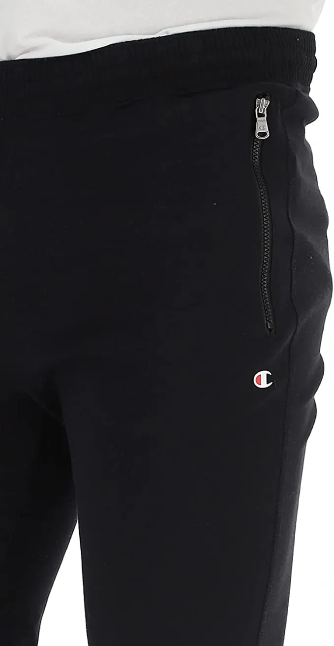 Champion Pantalone sportivo da uomo Legacy con cerniera alle tasche e polsino al fondo 217435 KK001 nero Kangaroo Pocket Design
