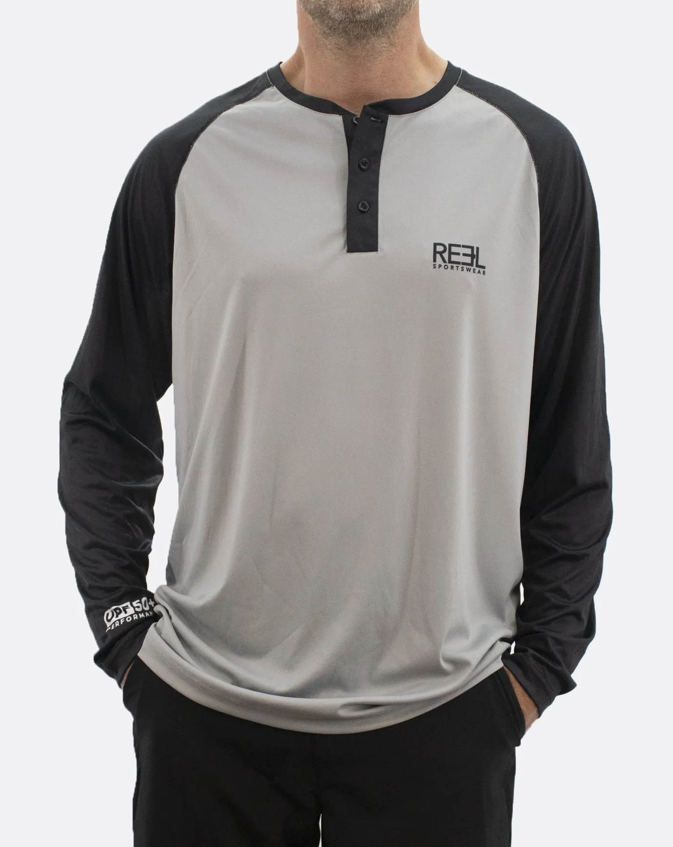 Comfy Stretch Fit Conroe Henley | Black Stretch Knit