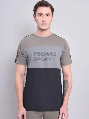 Men Colorblock Slim Fit Crew Neck T-shirt with MATPIQ Rayon blend