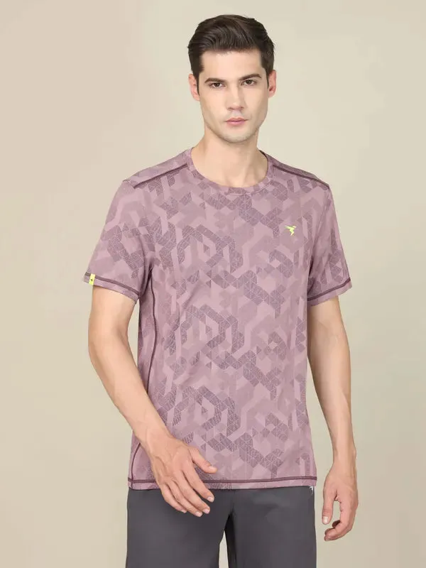 Comfy Layer Circular Knit Construction Men Jacquard Slim Fit Crew Neck T-shirt with DOUBLE COOL