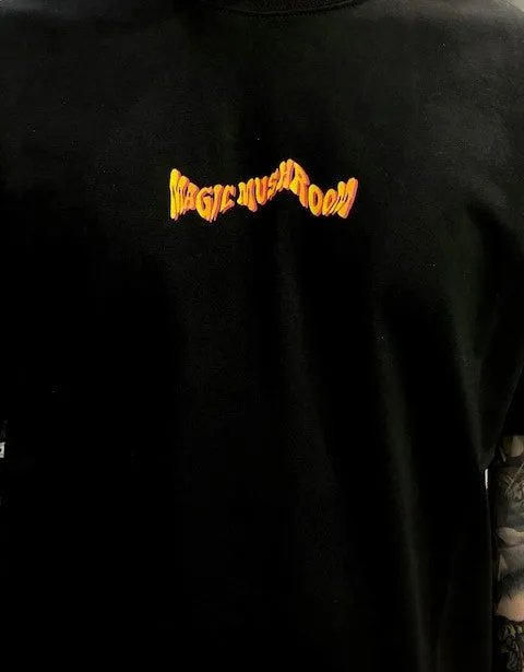 Sporty Style Mushroom T-shirt da uomo manica corta in cotone 12012-01 nero