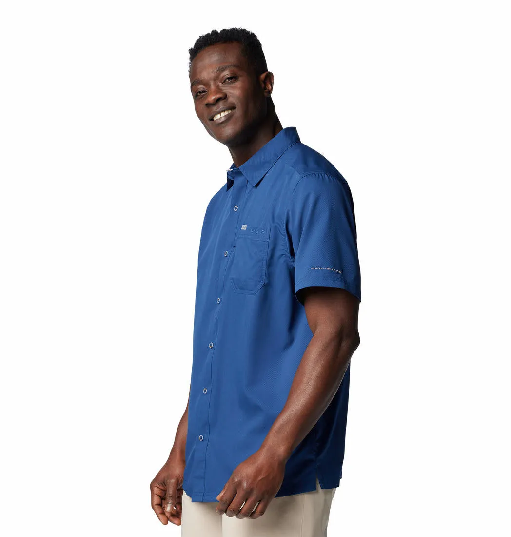 All-Day Fit Columbia Men Blue Slack Tide Camp Shirt (Sun Protection)