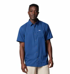Stretchable Material Columbia Men Blue Slack Tide Camp Shirt (Sun Protection)