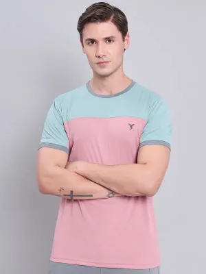 Comfortable Weave Men Colorblock Slim Fit Crew Neck T-shirt with TECHNO COOL 