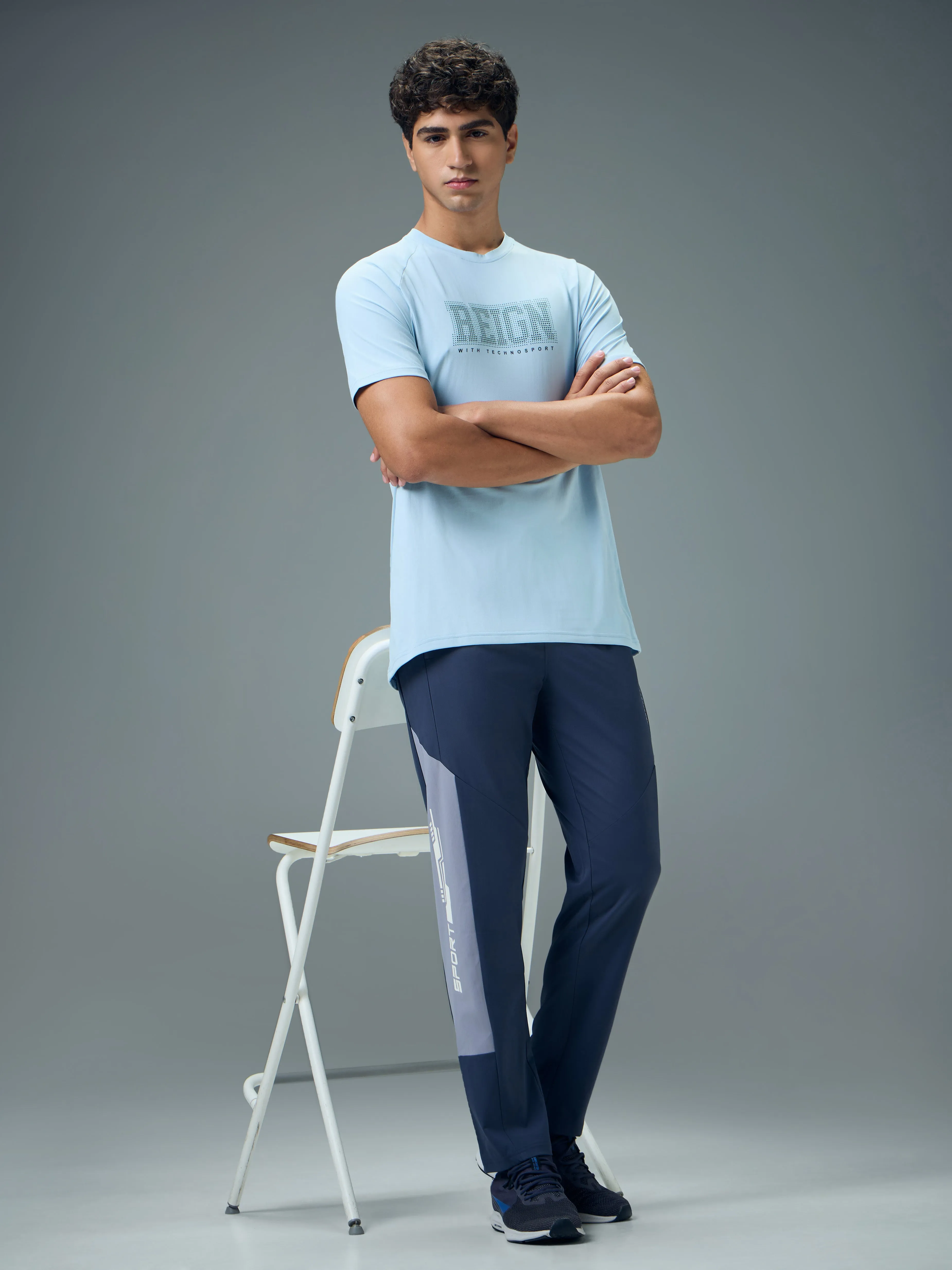 LowBulkFabric SeamFreeEngineering Men Typography Printed Slim Fit Round Neck Sports T-shirt with COTFLEX