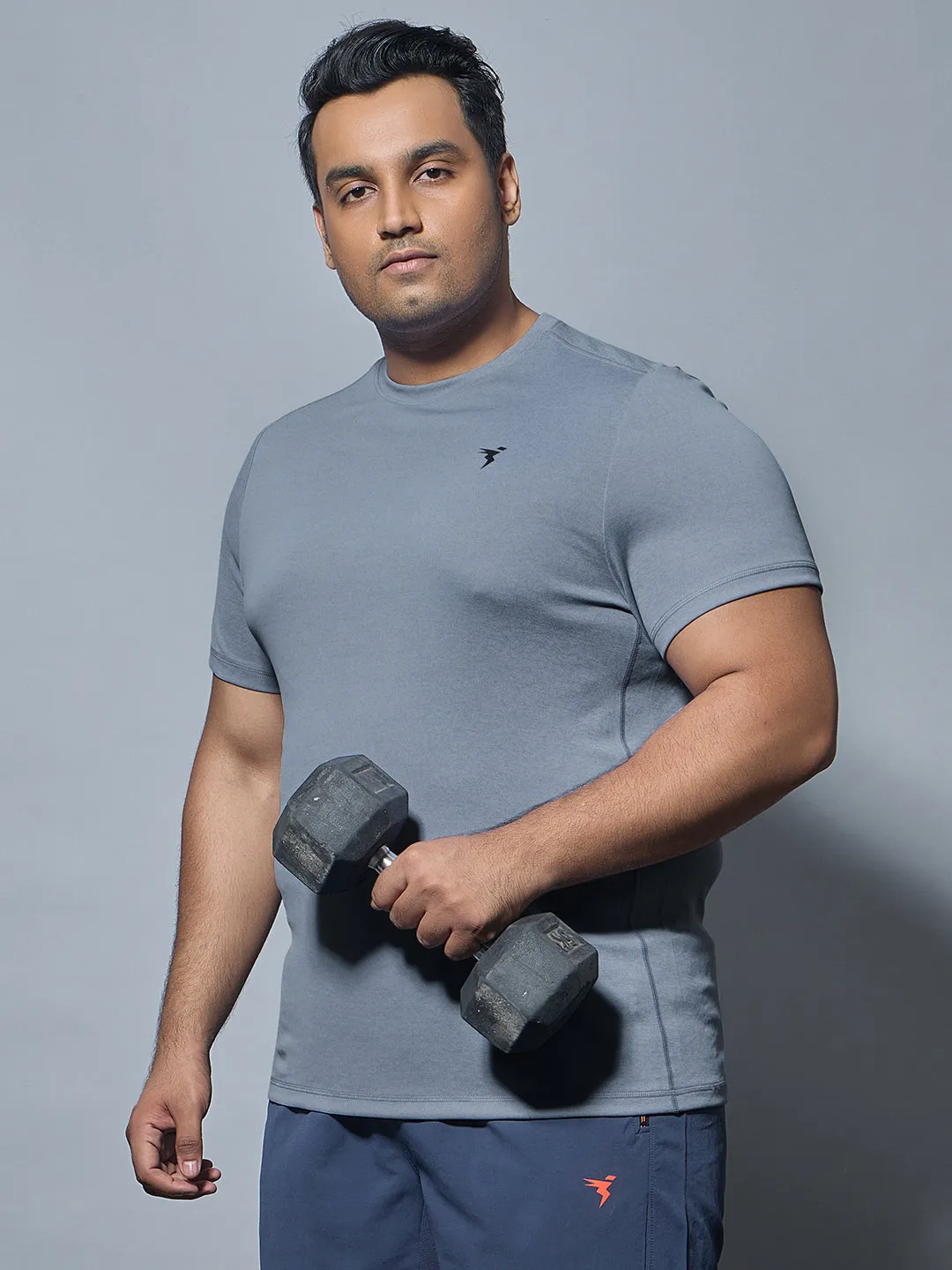 Men Plus Size Solid Slim Fit Crew Neck T-shirt with DOUBLE COOL Quick Slip Eco Certified Textile