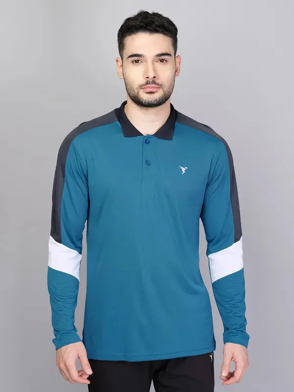 Casual Appeal Men Colorblock Slim Fit Polo T-shirt with TECHNO COOL 