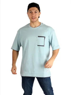 manned environmental - friendly Oversized Double-Tip Pocket T-shirt - Blue Mint