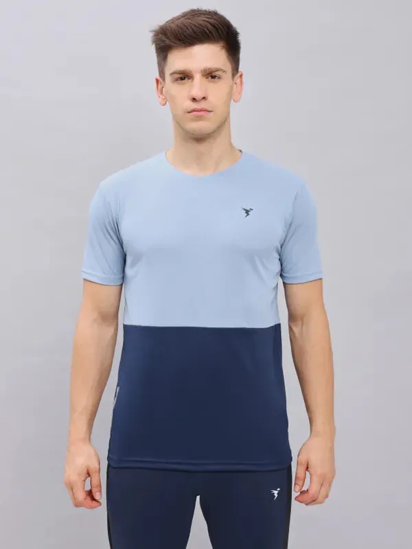 Men Colorblock Slim Fit Crew Neck T-shirt with DOUBLE COOL High-End Quality