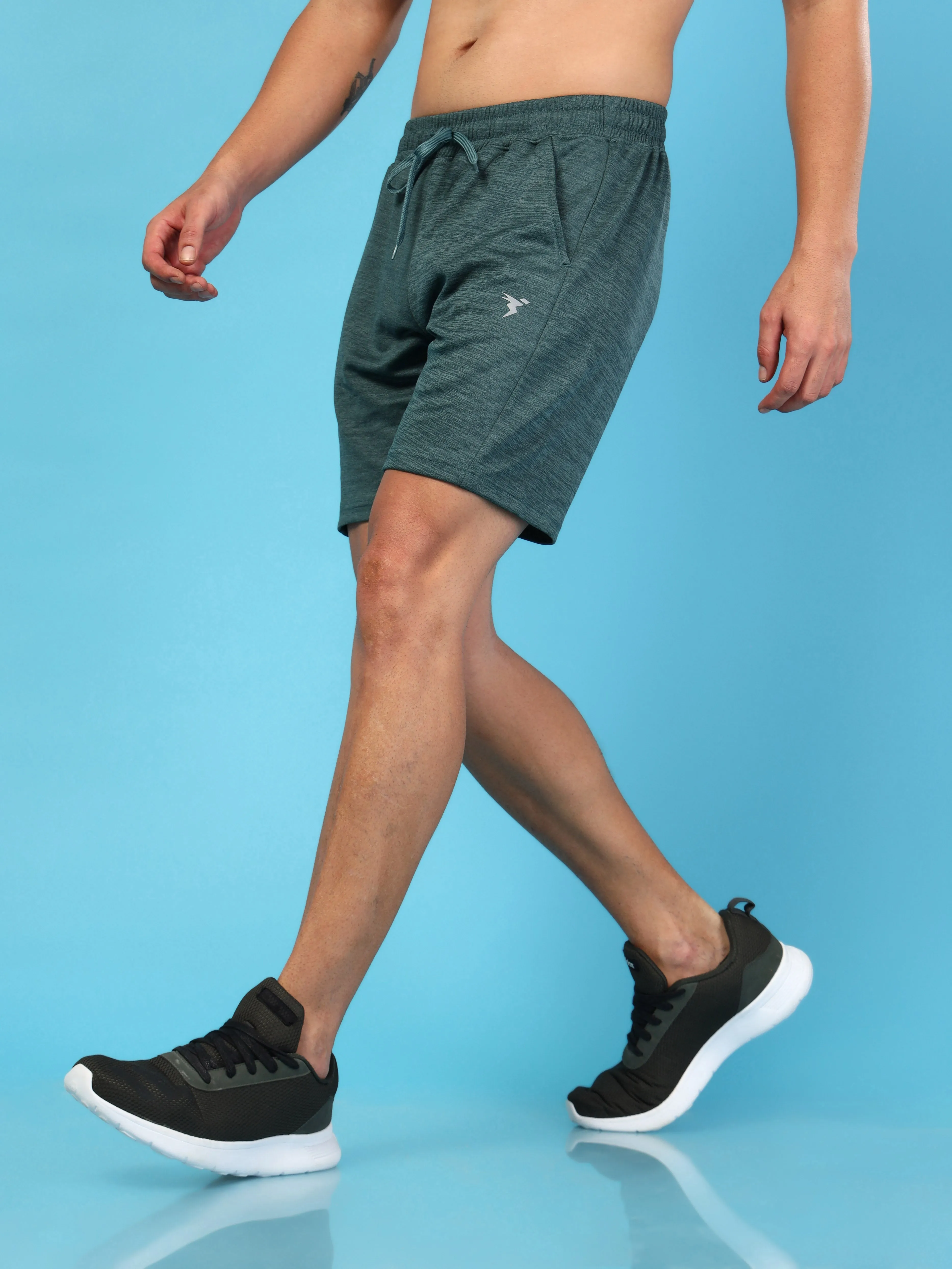 Men Melange Slim Fit Shorts with TECHNO DRY Summer Vibes