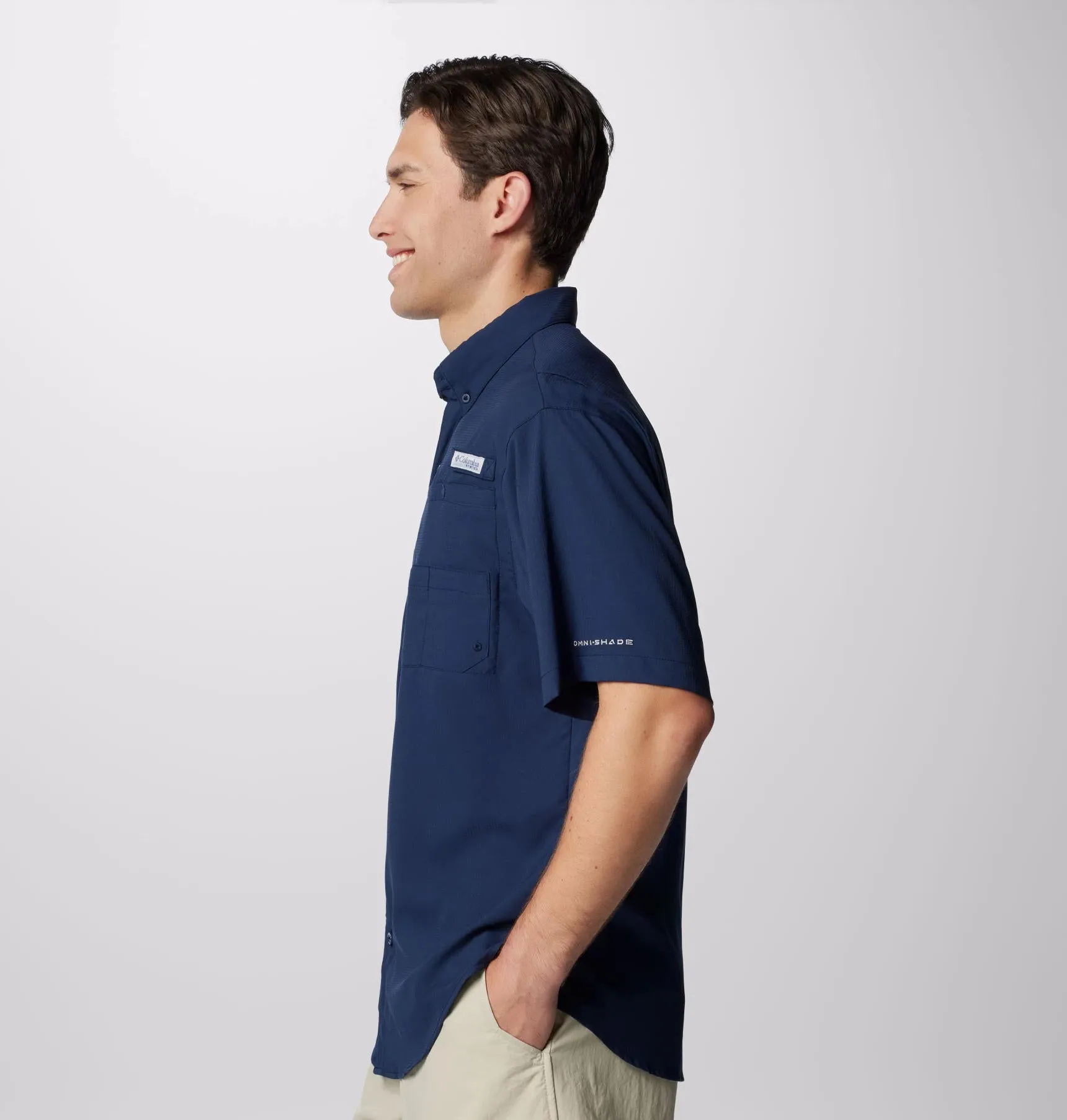 Columbia Men Blue Tamiami II SS Shirt (Sun Protection) Adjustable Hem