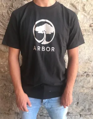 Ribbed Collar Trim Arbor maglietta manica corta da uomo Landmark Tee nero