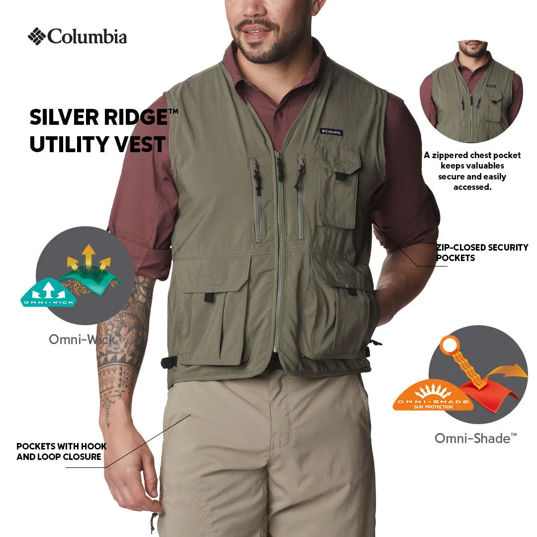 Columbia Men Green Silver Ridge Utility Vest (Sun Protection) assistance