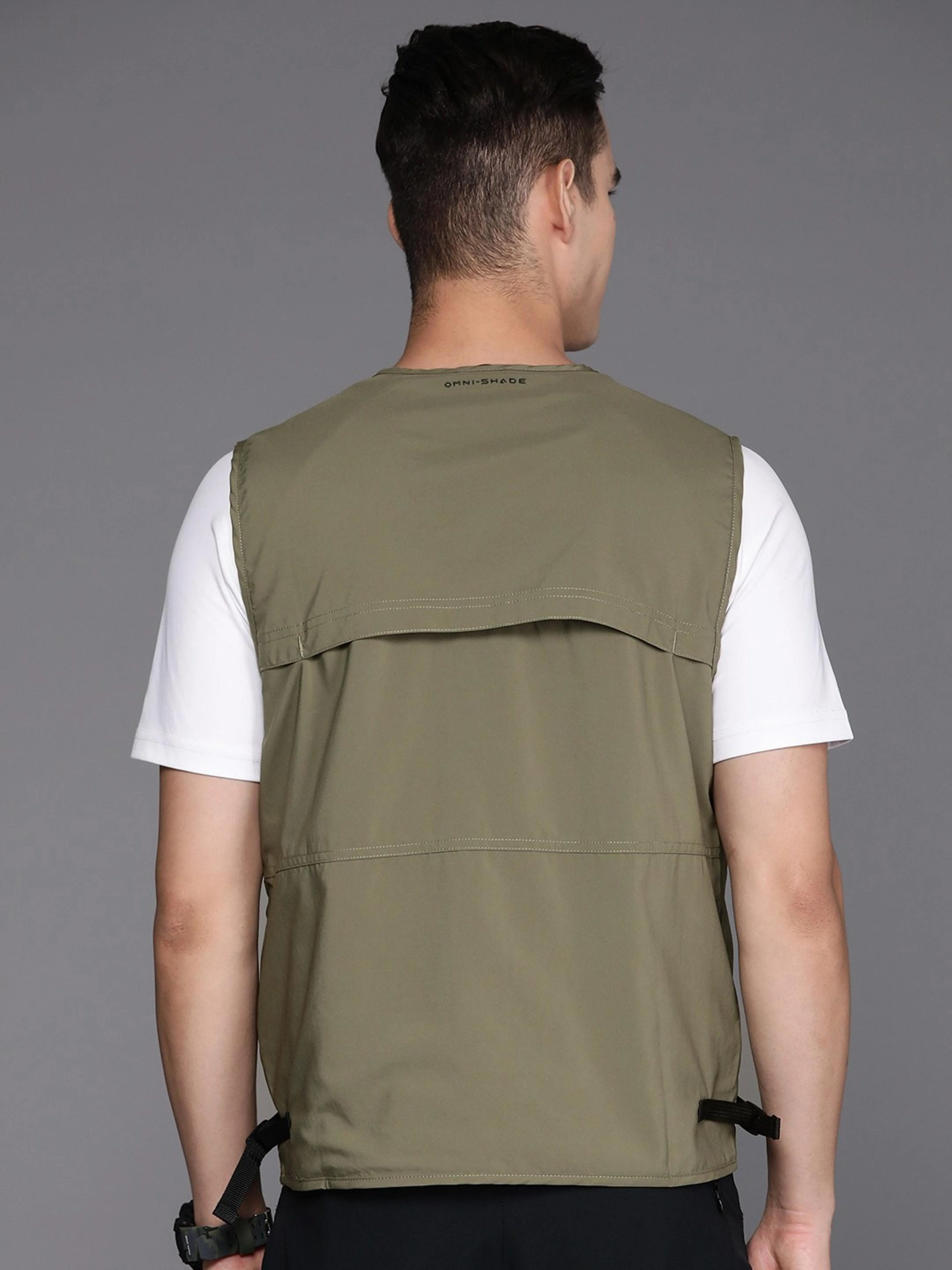 Columbia Men Green Silver Ridge Utility Vest (Sun Protection) compression support
