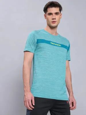 Men Melange Slim Fit Crew Neck T-shirt with TECHNO COOL  Casual Active Wear EthicalProduction