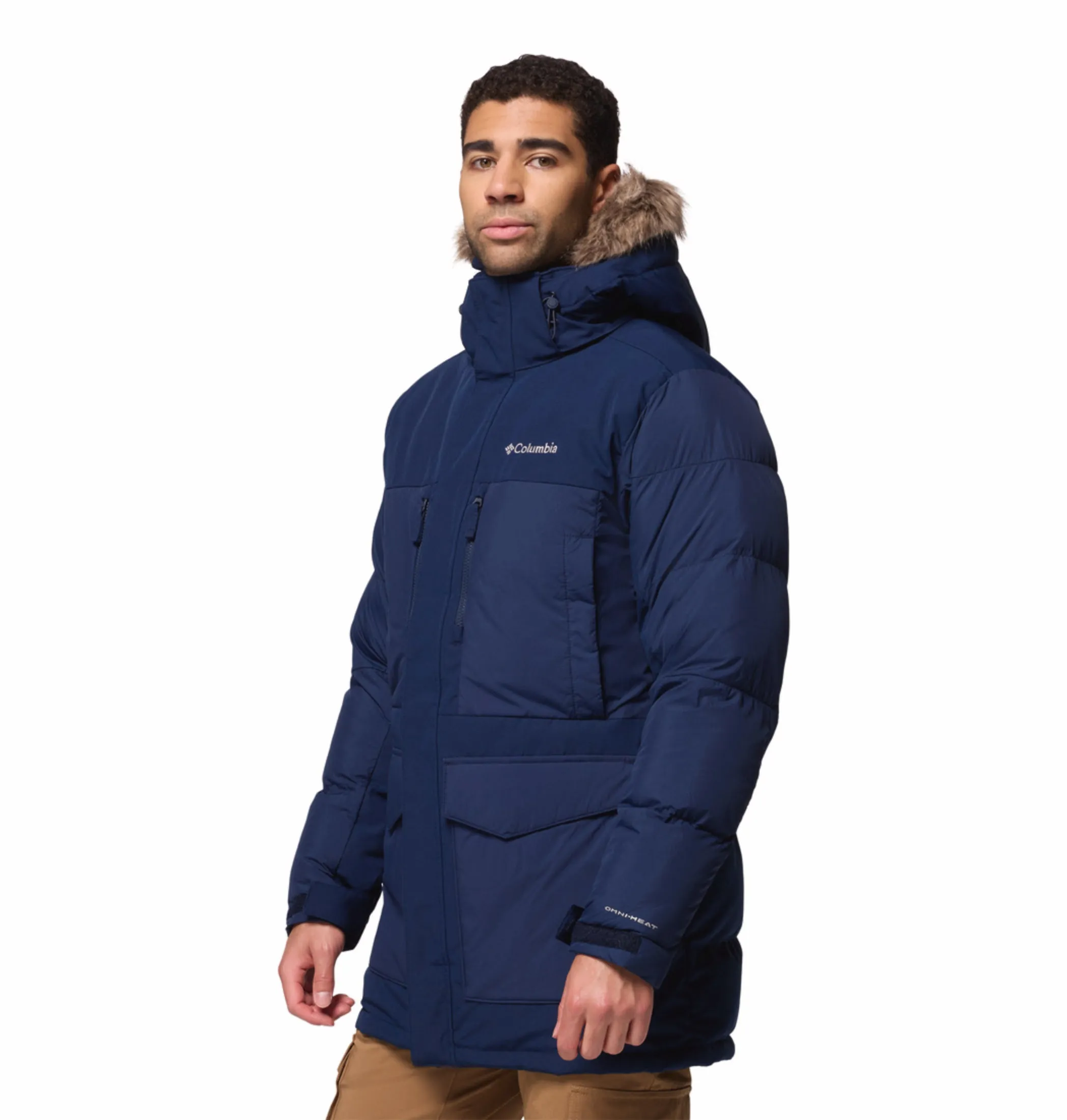 Fall Friendly Columbia Men Navy Blue OmniHeat Infinity Marquam Peak Fusion II Parka Jacket