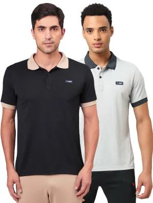 Men Solid Slim Fit Polo Sports T-shirt with MATPIQ (Pack of 2) Relaxed Comfort Light Shirt