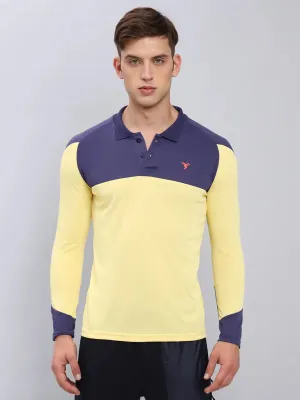 Quick Dry Fit Men Colorblock Slim Fit Polo T-shirt with TECHNO COOL 
