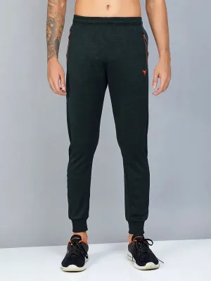 Men Melange Slim Fit Trackpants with TECHNO DRY Fit for Sports Performance Stretch Joggers