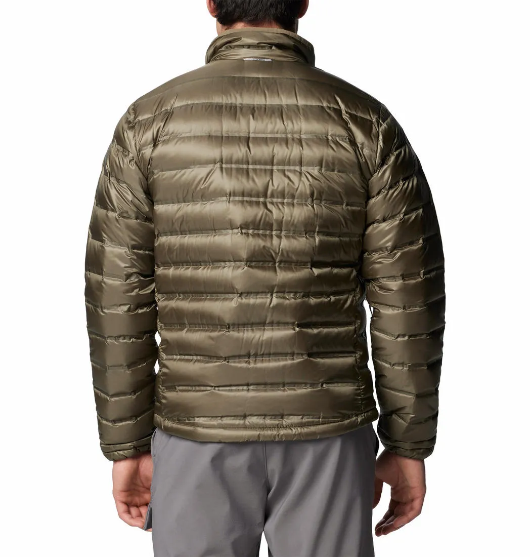Columbia Men Green Pebble Peak II Down Jacket Noise Free Movement Storm Fit
