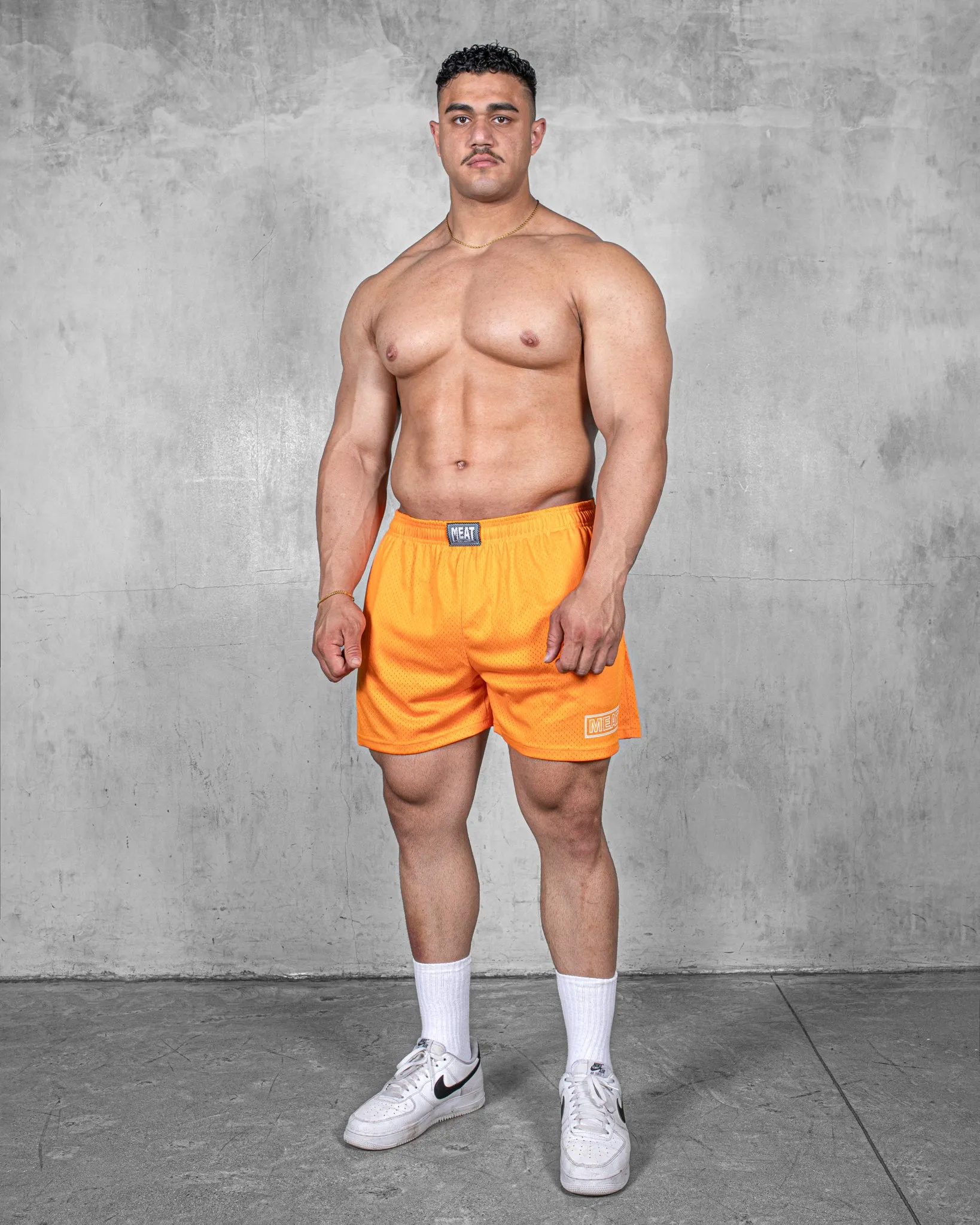 No Slip Gripper Concert wear TRAINING SHORTS ?C PATCH / APRICOT ORANGE