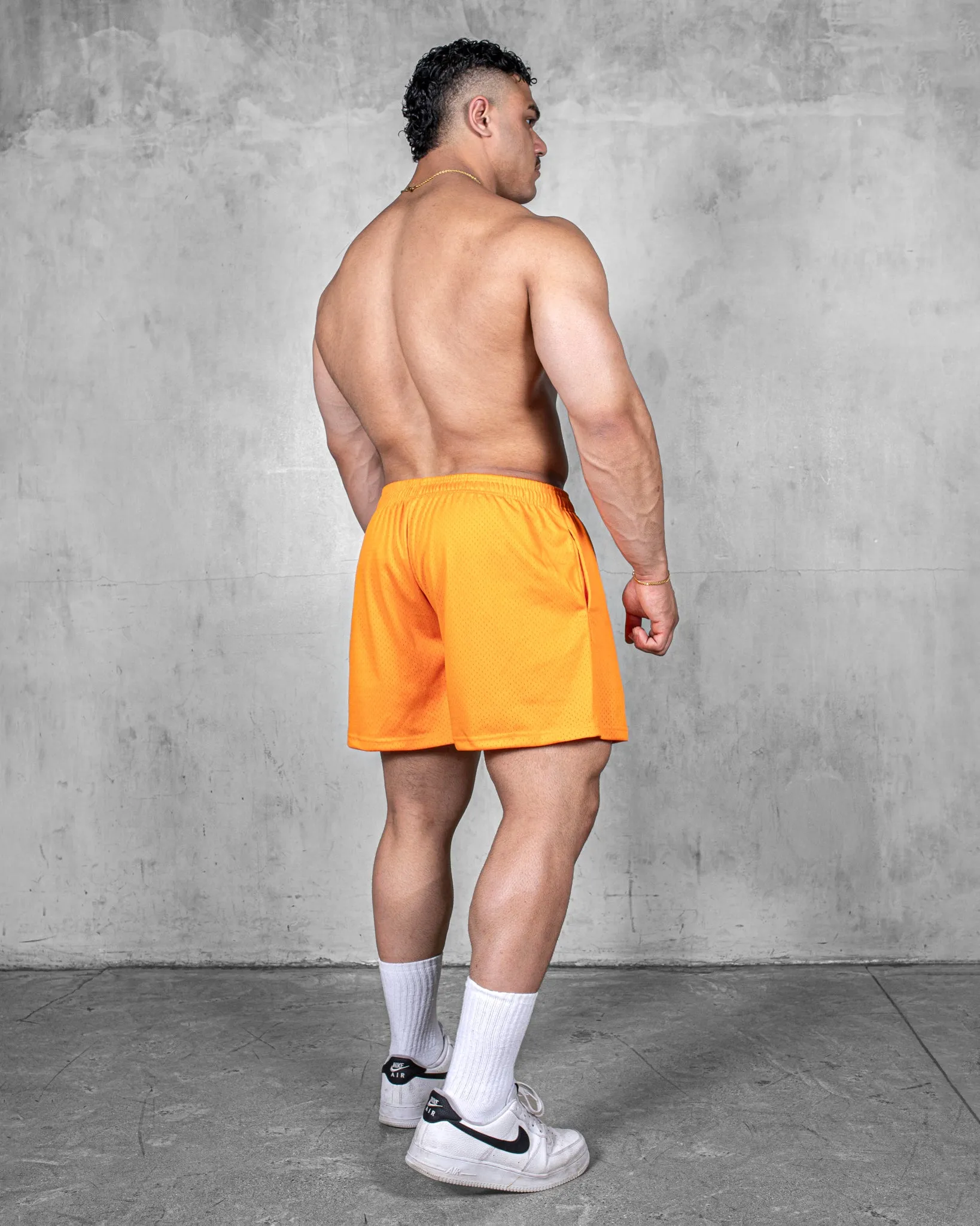 spandex blend TRAINING SHORTS ?C PATCH / APRICOT ORANGE