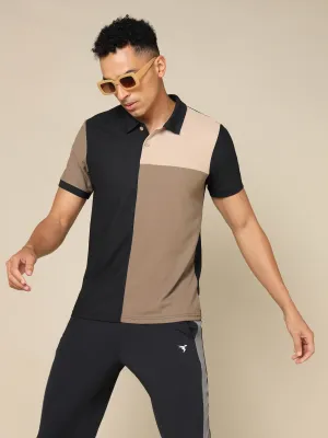 Men Colorblock Slim Fit Polo T-shirt with TECHNO COOL  Fashionable Top