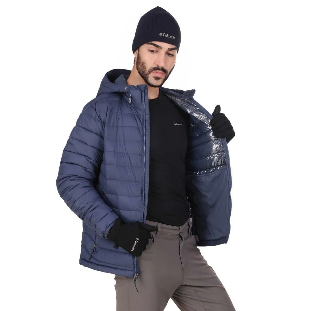 Columbia Men Blue Powder Lite Hooded Jacket Folder