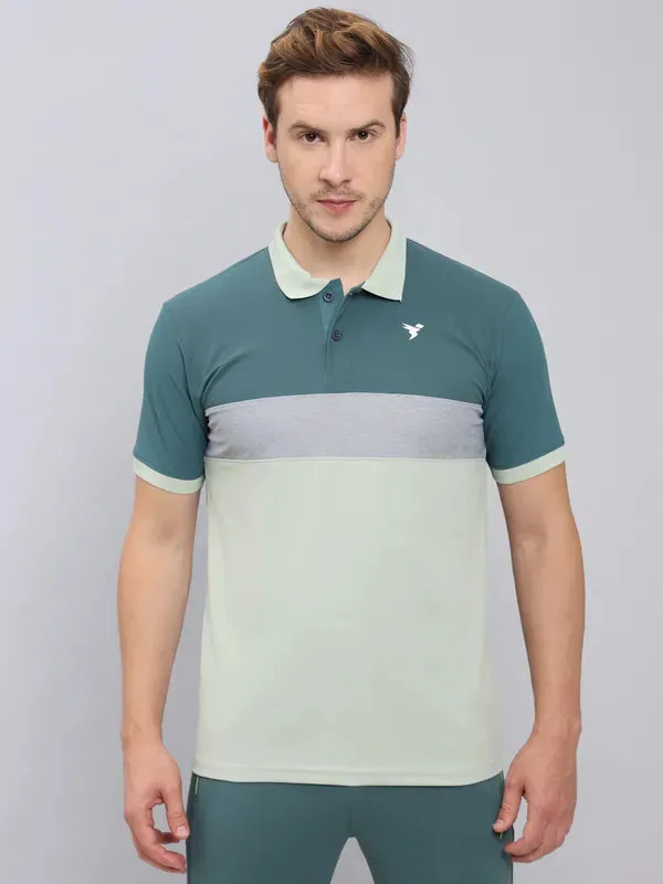 Men Colorblock Slim Fit Polo T-shirt with MATPIQ Chill Outfit