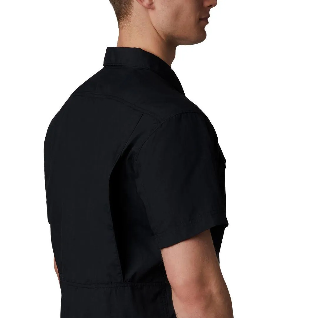 Columbia Men Black Silver Ridge 2.0 Short Sleeve Shirt (Sun Protection) Casual Polo