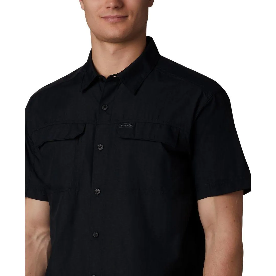 Columbia Men Black Silver Ridge 2.0 Short Sleeve Shirt (Sun Protection) AbrasionResistant Fabric AbrasiveReinforcedZones