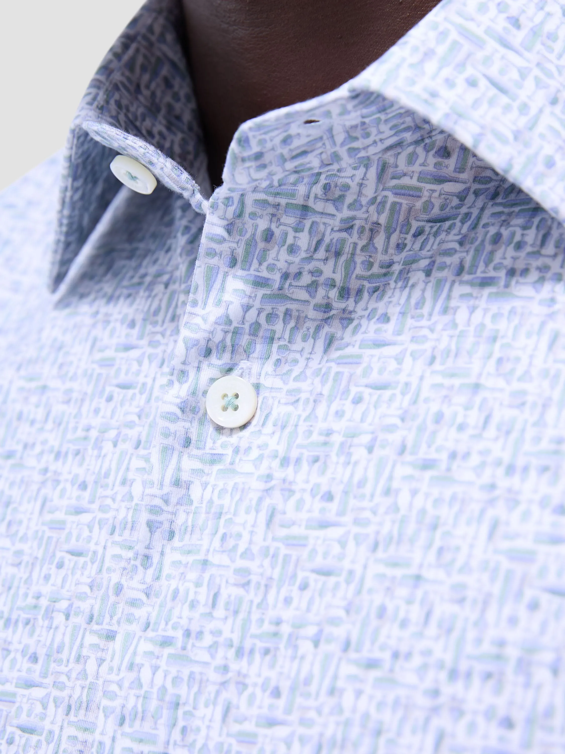 Bugatchi Miles Cocktails OoohCotton Short-Sleeve Shirt - Mint Creative Glow Breathable mesh lining