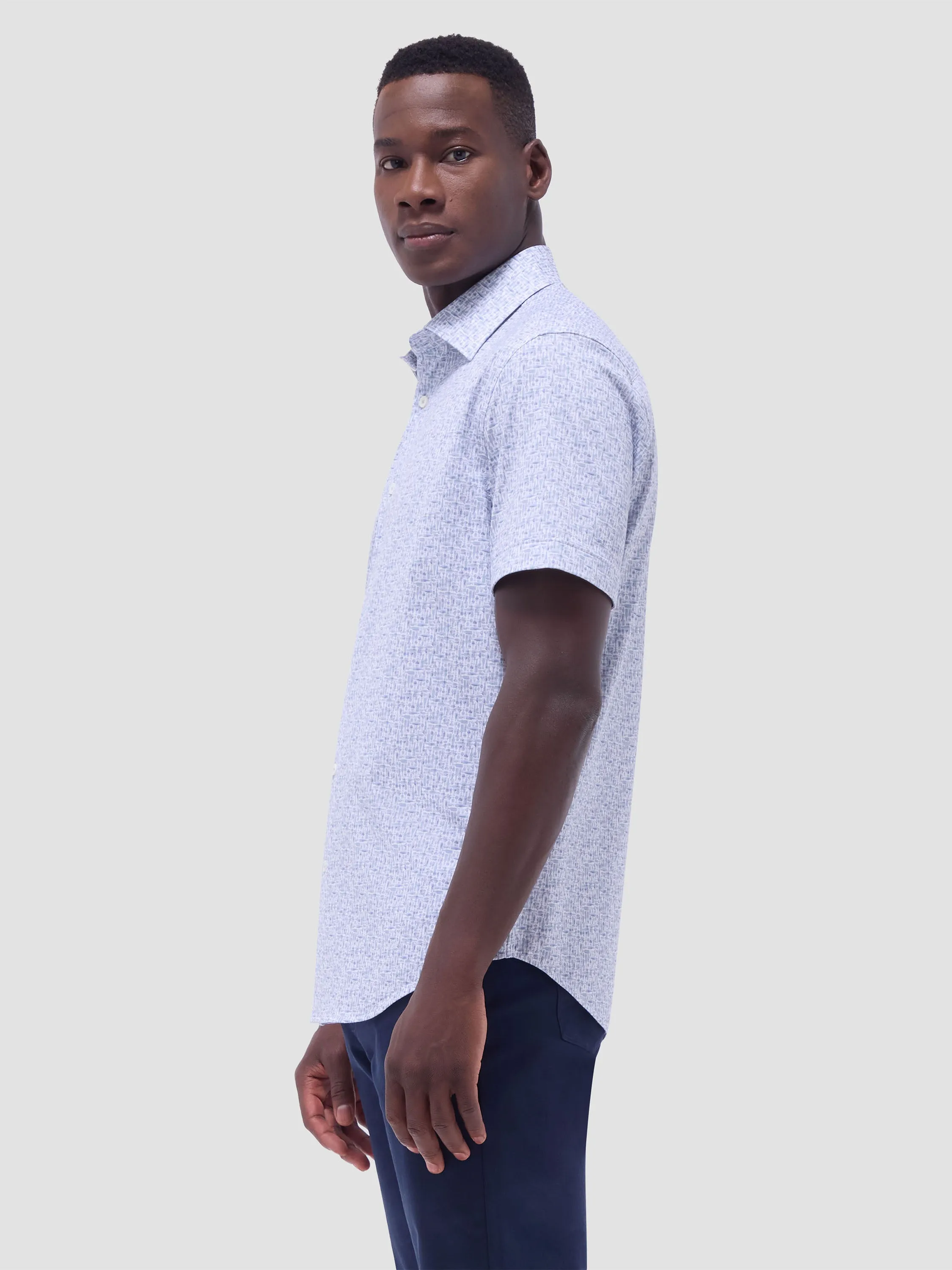 Bugatchi Miles Cocktails OoohCotton Short-Sleeve Shirt - Mint Night Charm Breath Skin