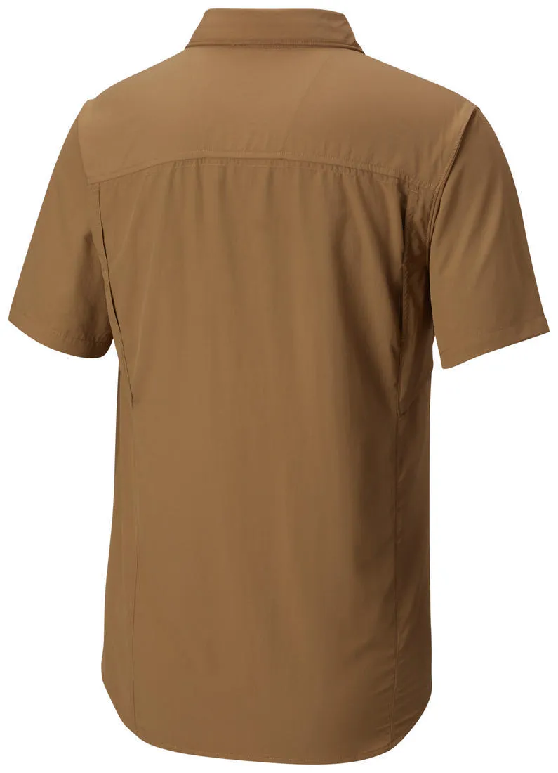 Columbia Men Brown Silver Ridge Short Sleeve Shirt (Sun Protection) AdjustableHemline