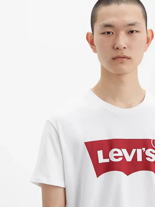 Modern and Soft Smooth Neckline Levi's T-shirt Standard Housemark 177830140 white