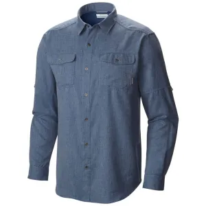 warm fleece Columbia Men Blue Pilsner Lodge Long Sleeve Shirt (Sun Protection)
