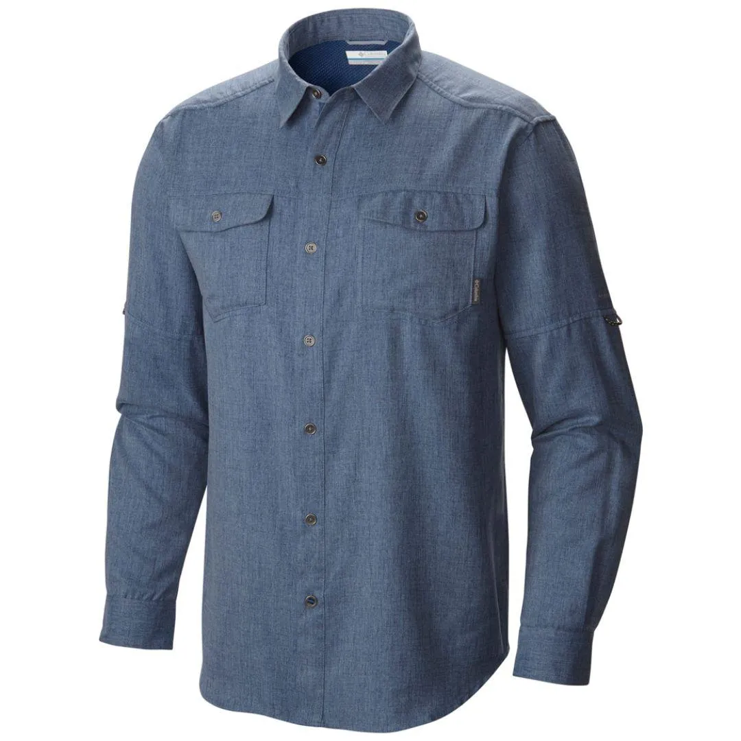 warm fleece Columbia Men Blue Pilsner Lodge Long Sleeve Shirt (Sun Protection)