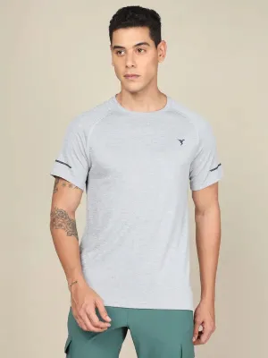 Sleek And Stylish Men Melange Slim Fit Crew Neck T-shirt with MELANGE