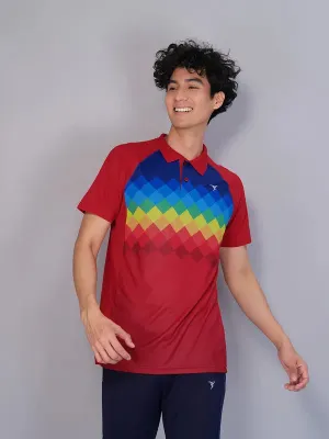Trendy Cut AntiStaticMaterial Men Printed Slim Fit Polo T-shirt with TECHNO COOL 
