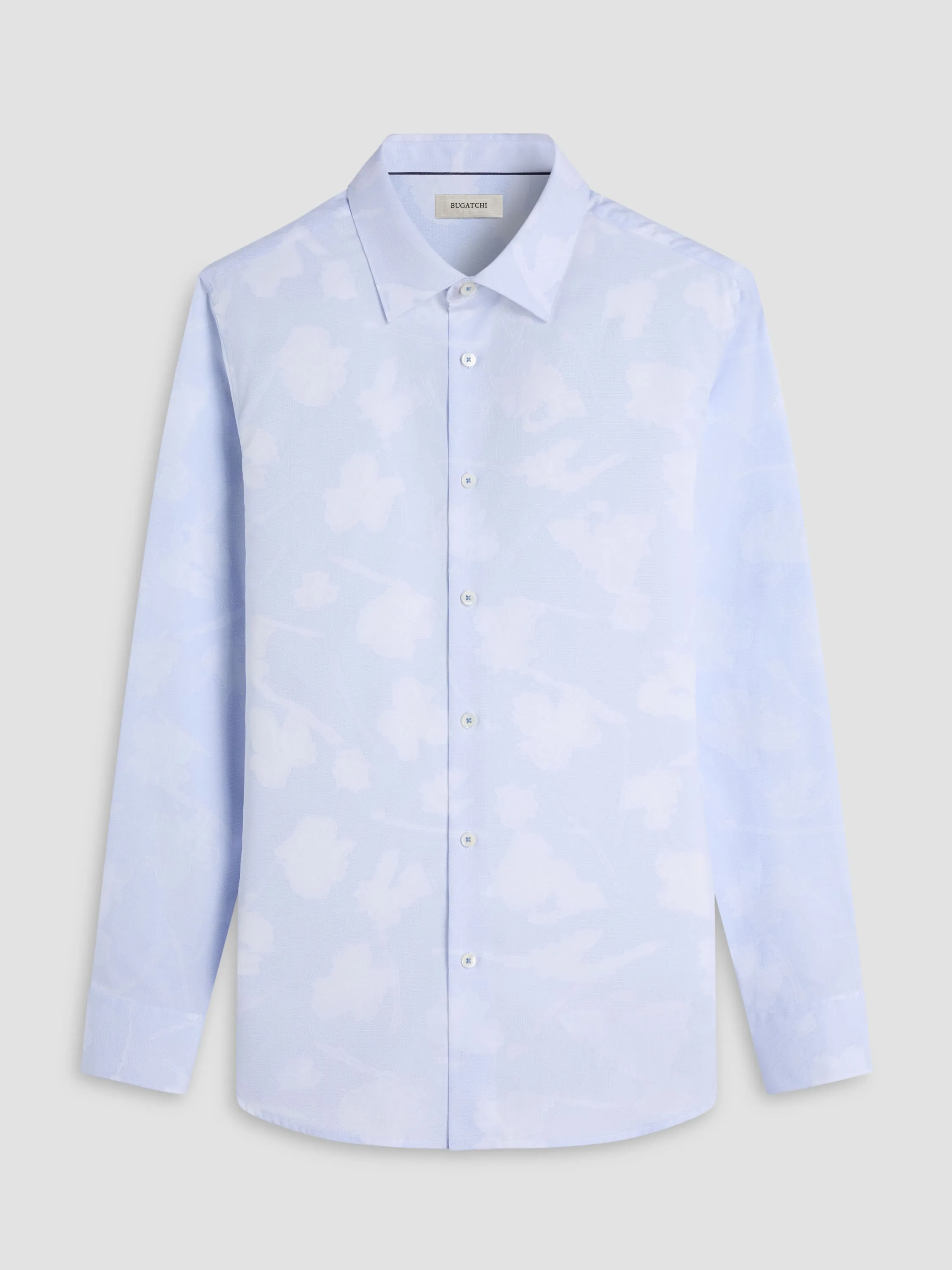 Bugatchi Julian Floral Long-Sleeve Shirt - Classic Blue british retro Cozy Robe