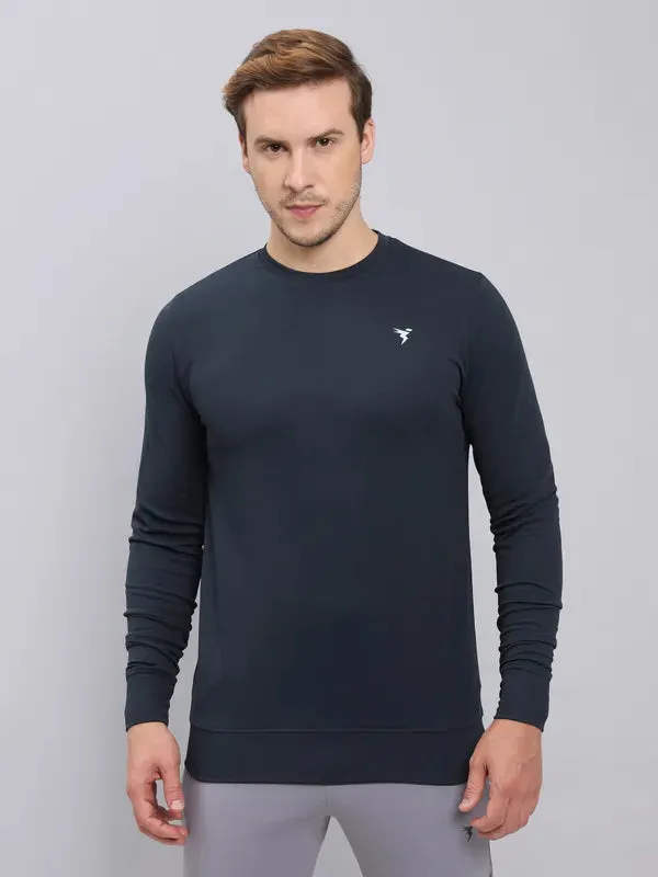 Men Solid Slim Fit Crew Neck T-shirt with ELASTO PLUS Wrinkle Resistant Finish
