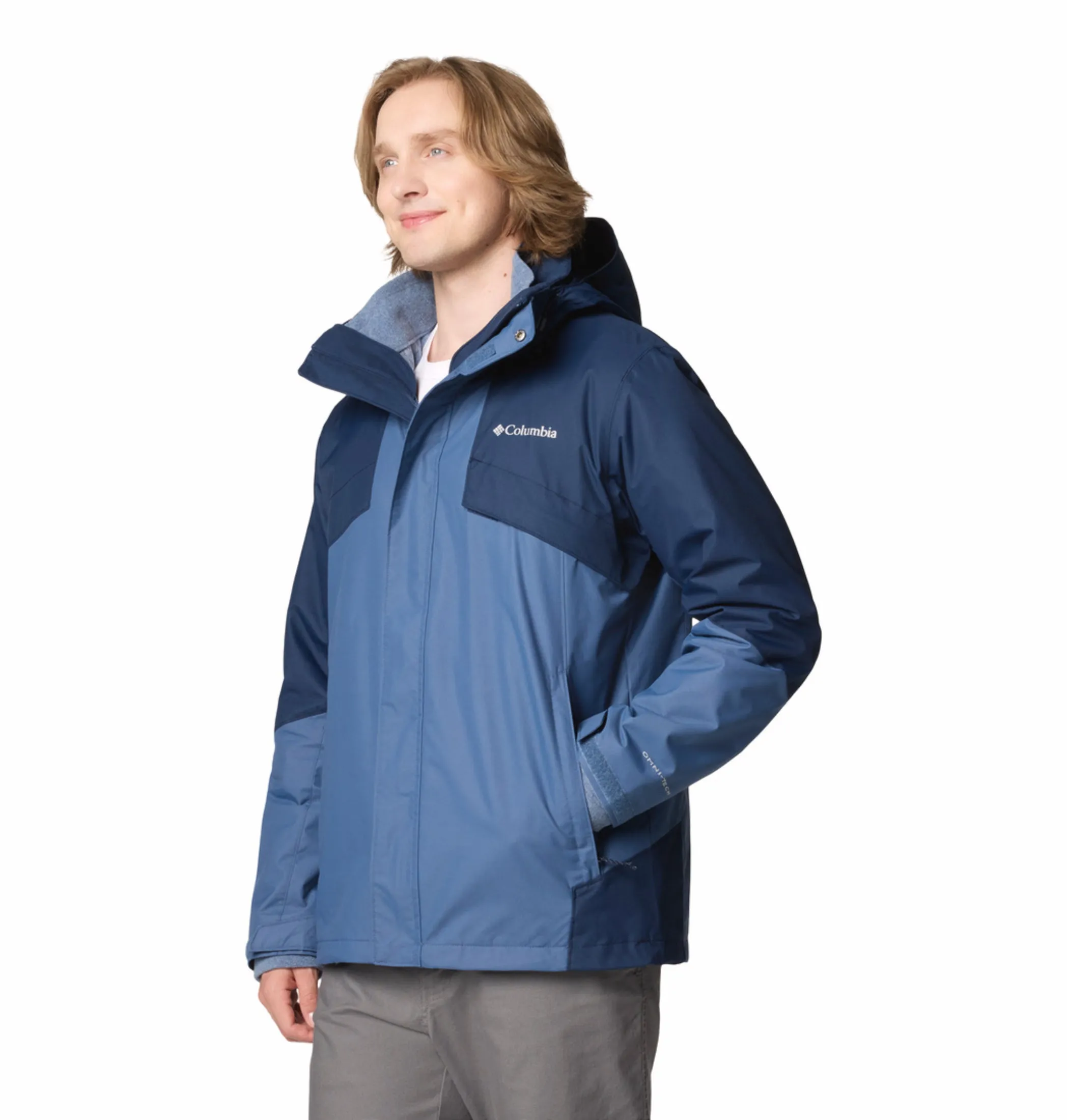 Columbia Men Navy Blue OmniHeat Reflective Bugaboo III Fleece Interchangeable Jacket Layer Core