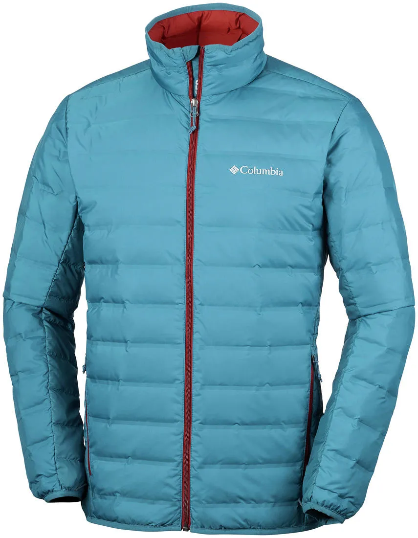 Columbia Men Blue Lake 22 Down Jacket Non Restrictive Collar Soft Shell Material
