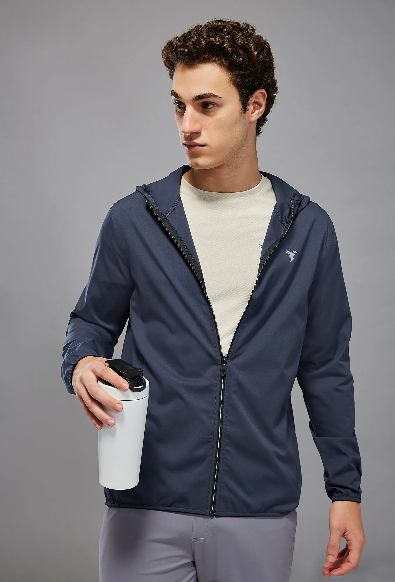 Men Solid Slim Fit Hooded Jacket with TS FLEXI Leader Core Stretchable Waistband