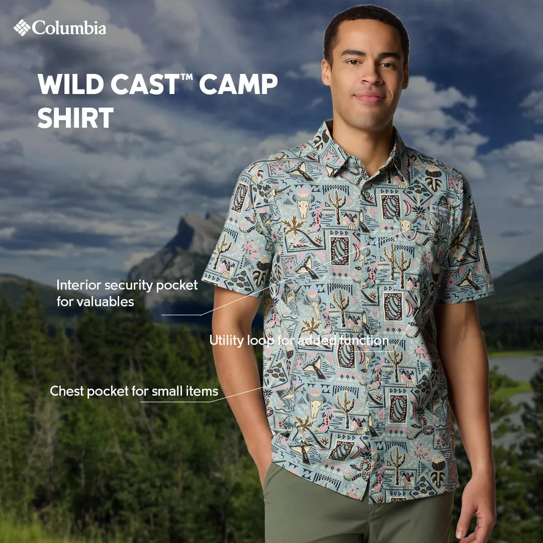 Columbia Men Blue Wild Cast Camp Shirt FlexibleJointConstruction Coastal Chic